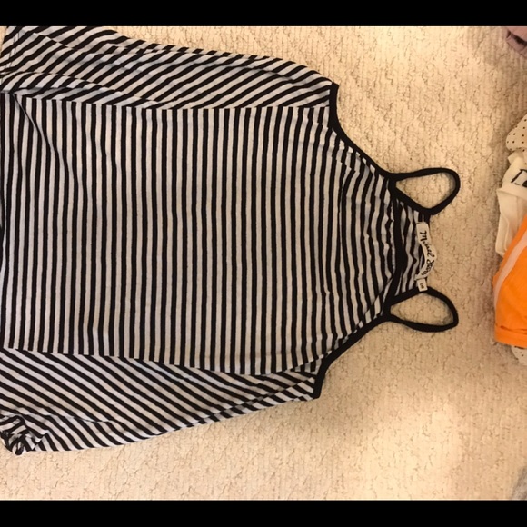 Black and White linen blend tank top EUC • Michael Stars • small - Picture 3 of 4